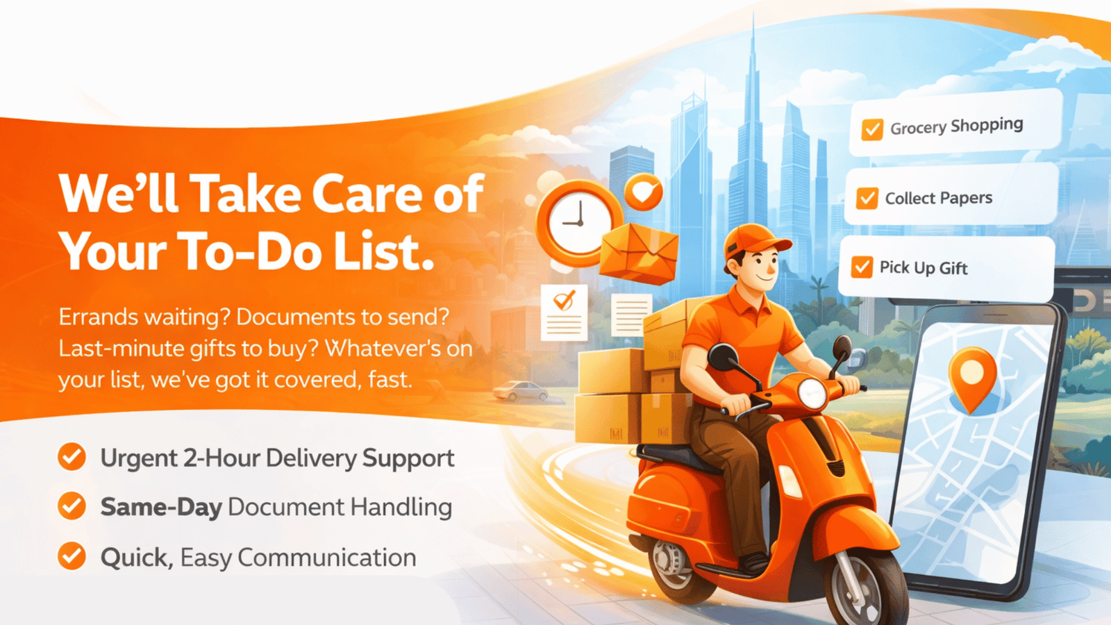 errand services in dubai uae banner, go quick uae